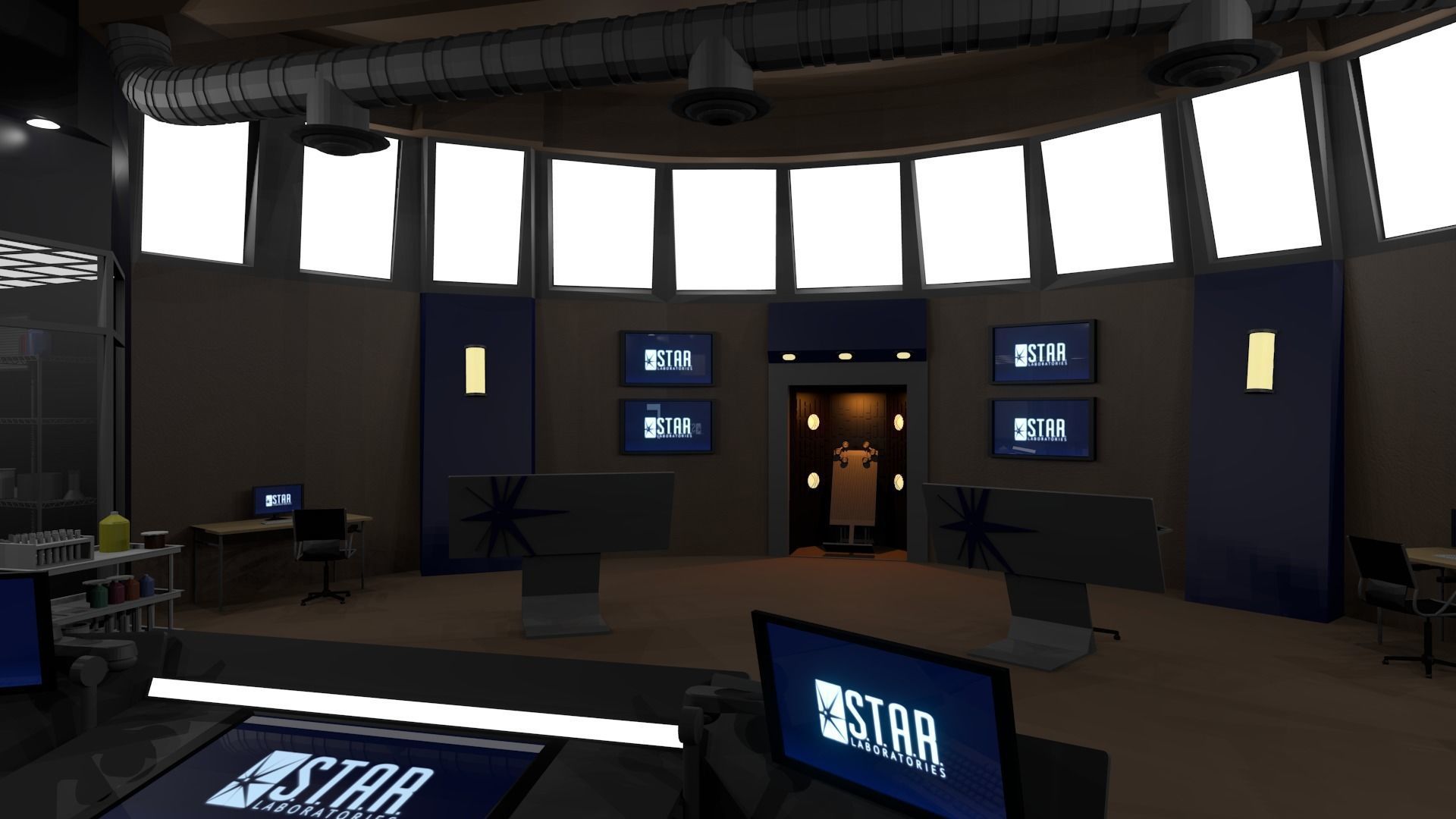Cortex-Corridors-hall from STAR Labs Low-poly 3D model_2