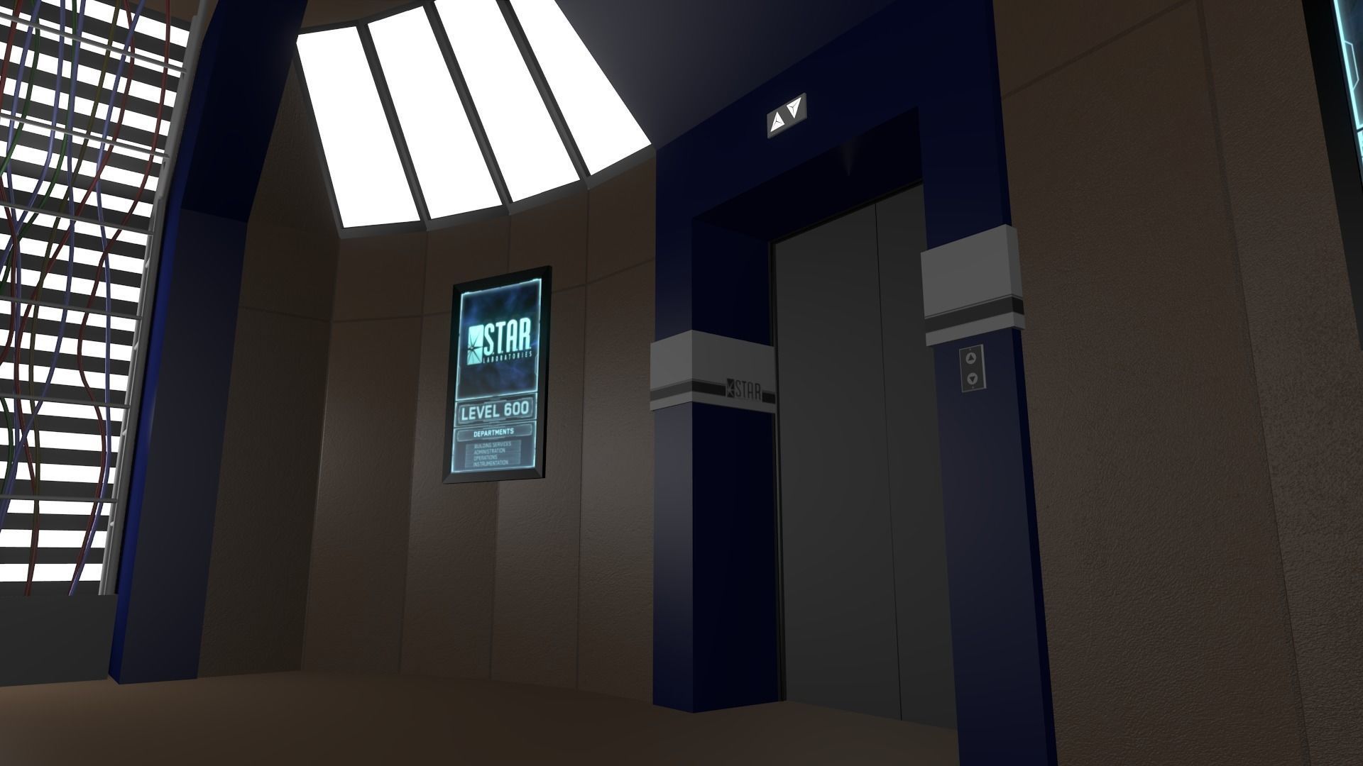 Cortex-Corridors-hall from STAR Labs Low-poly 3D model_6