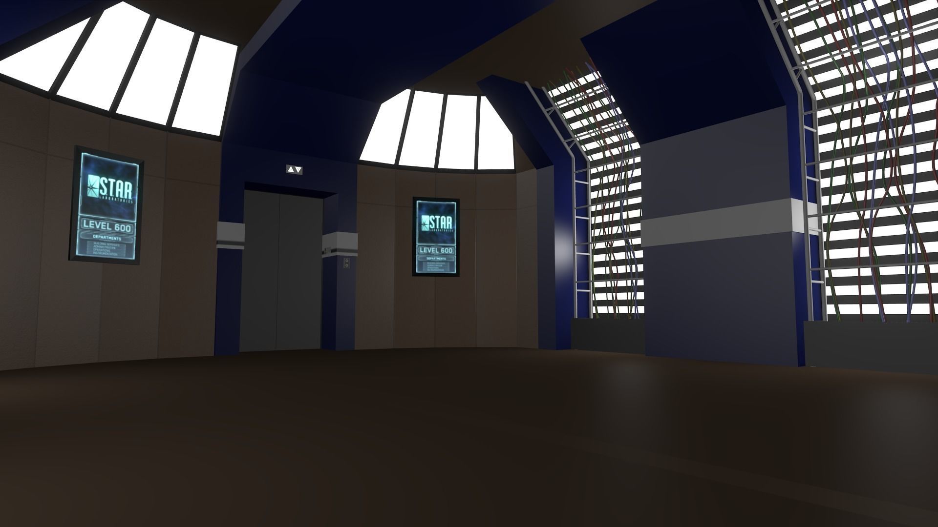 Cortex-Corridors-hall from STAR Labs Low-poly 3D model_5