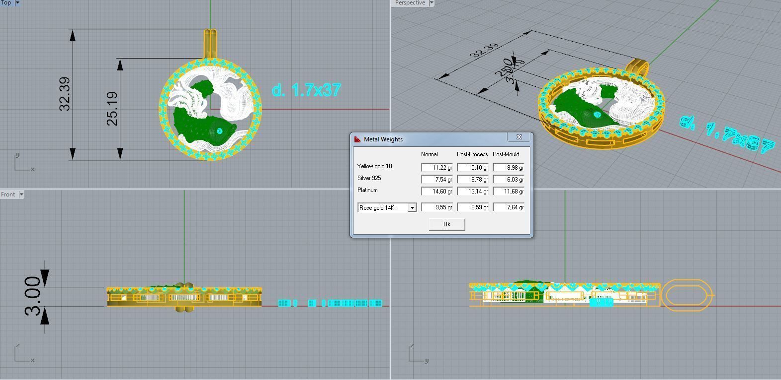 Pendant Pisces 3D print model_3