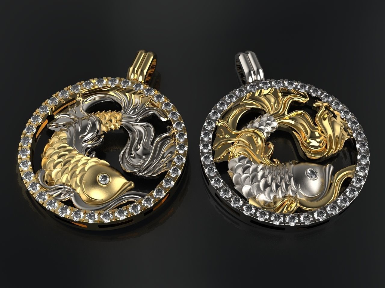 Pendant Pisces 3D print model_2