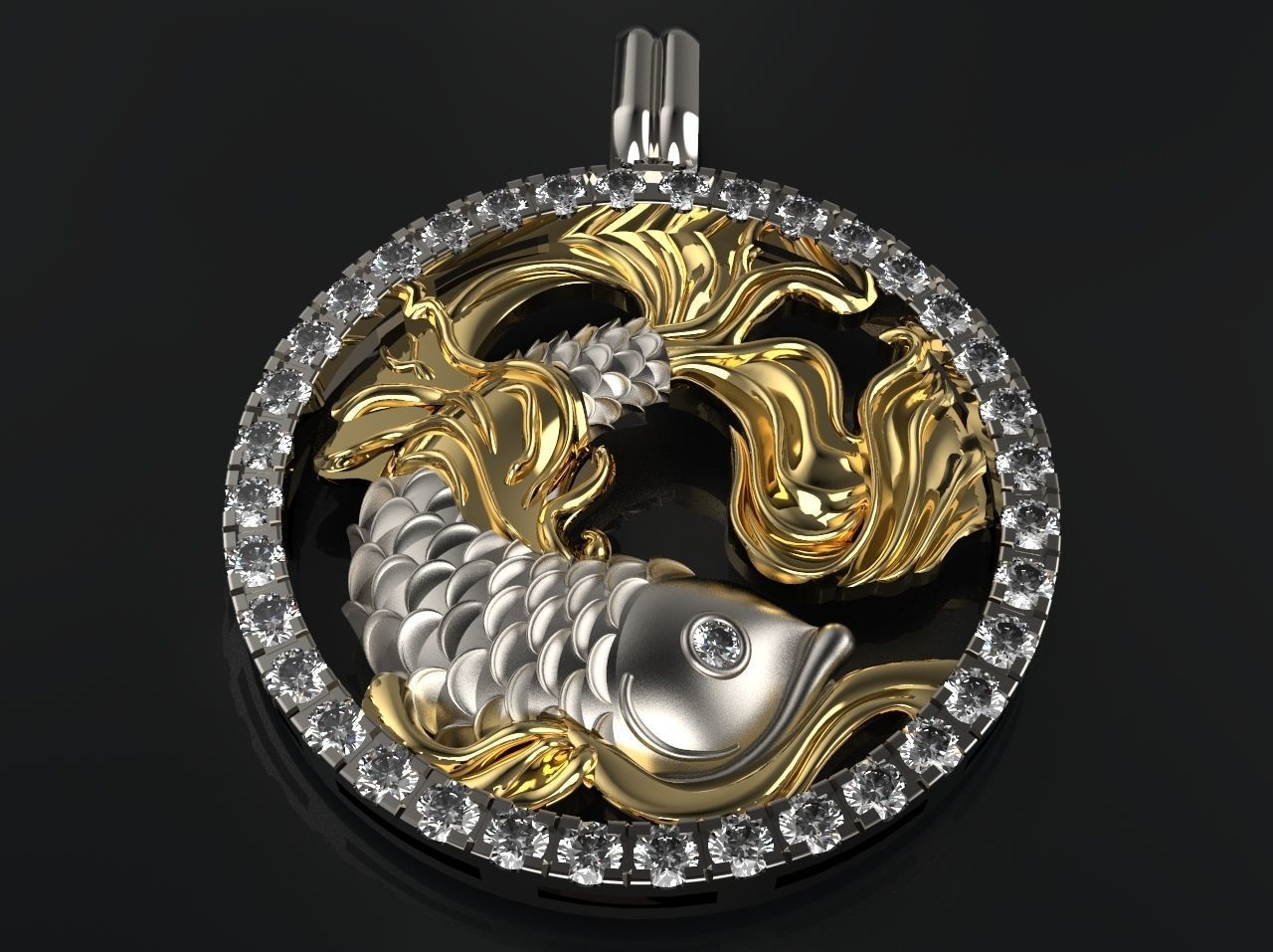 Pendant Pisces 3D print model_1
