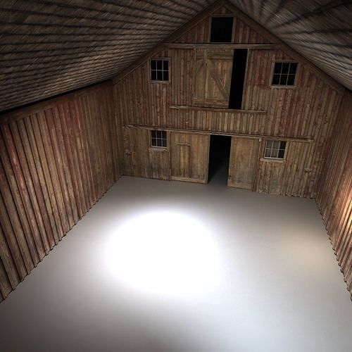Old Red Barn Interior Low-poly 3D model 4