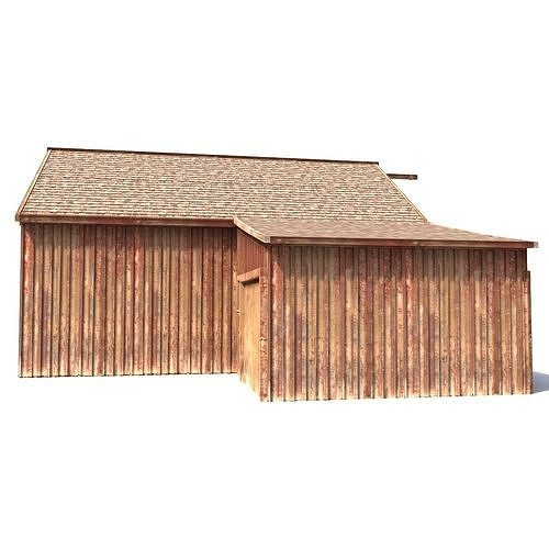 Old Red Barn Interior Low-poly 3D model 2
