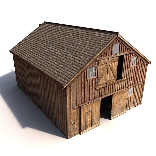 Old Red Barn Interior Low-poly 3D model 6
