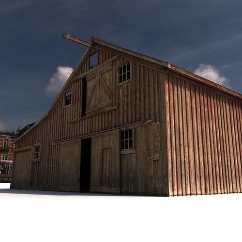 Old Red Barn Interior Low-poly 3D model 5