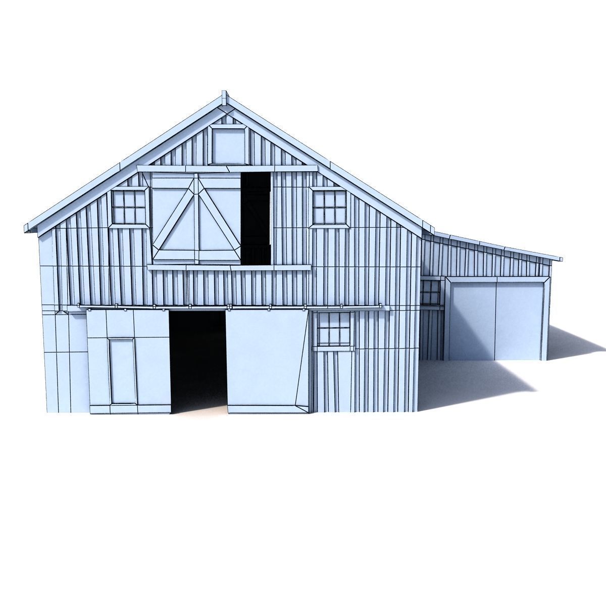 Old Red Barn Interior Low-poly 3D model_9
