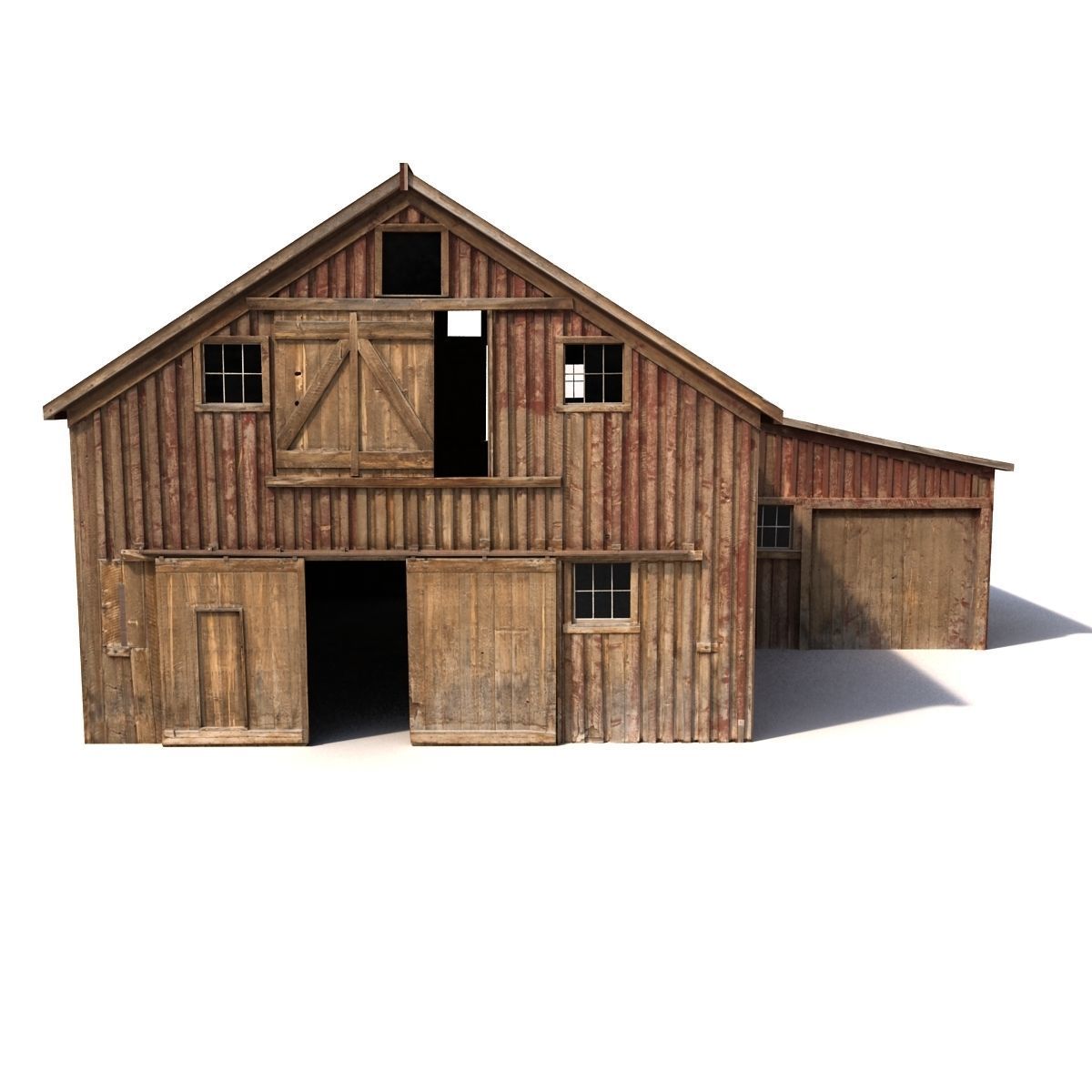 Old Red Barn Interior Low-poly 3D model_8