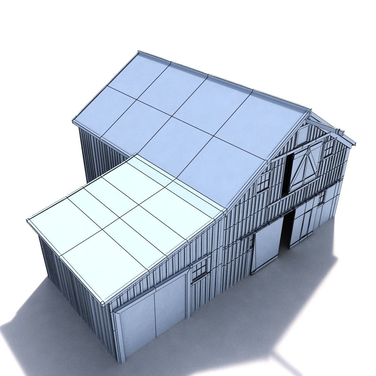 Old Red Barn Interior Low-poly 3D model_10