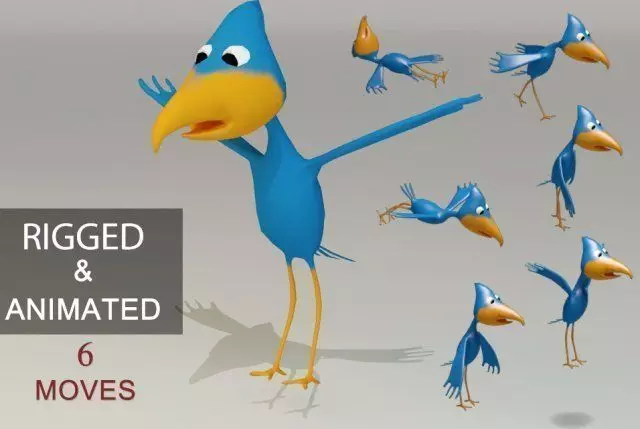 Animated Cartoon Bird - Game Ready Low-poly 3D model_0