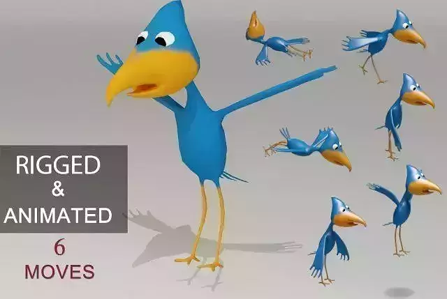 Animated Cartoon Bird - Game Ready Low-poly 3D model