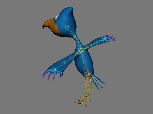 Animated Cartoon Bird - Game Ready Low-poly 3D model_14