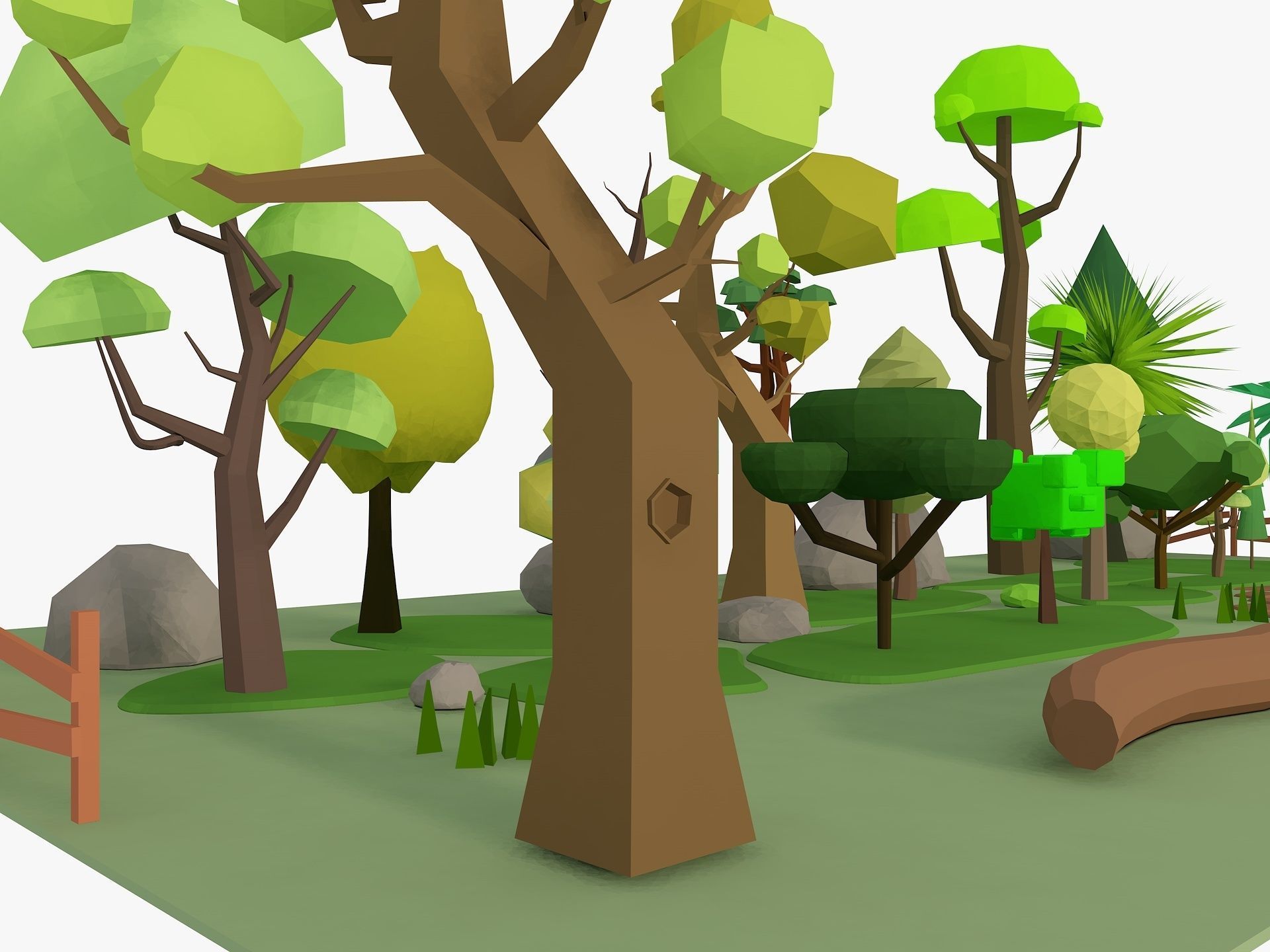 Cartoon Tree low poly Low-poly 3D model_7