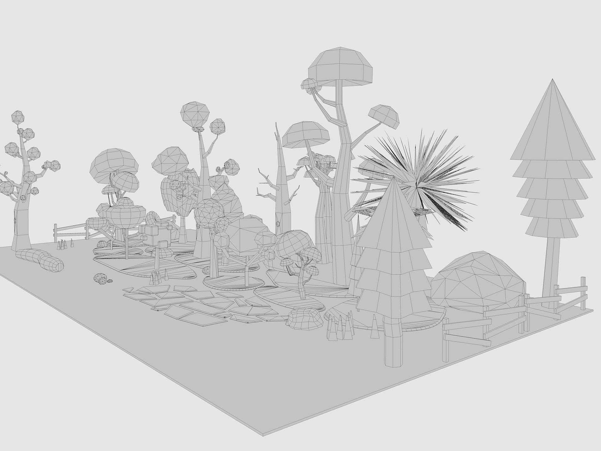 Cartoon Tree low poly Low-poly 3D model_9