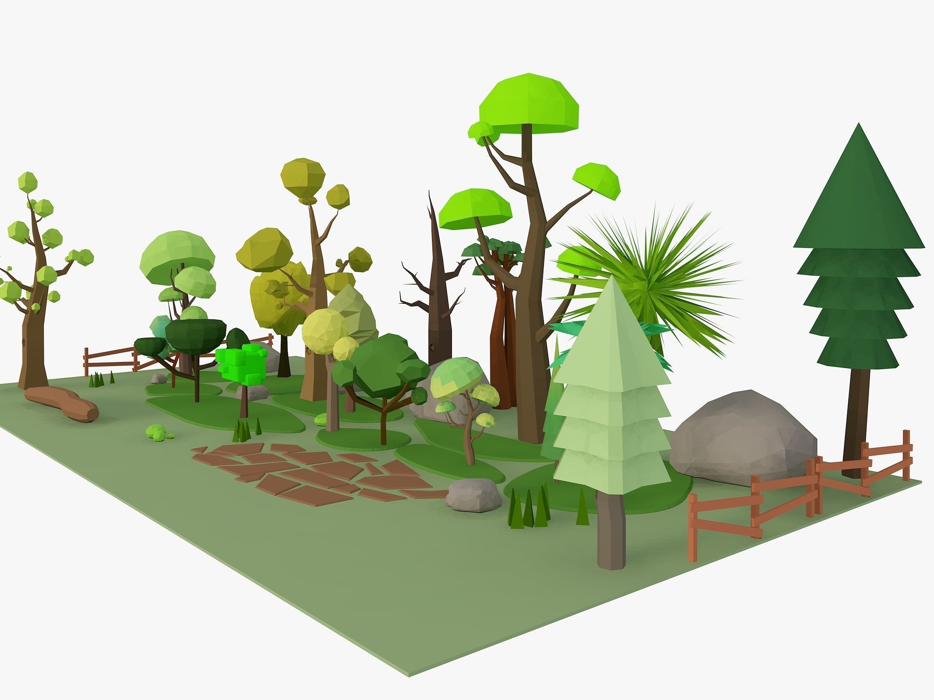 Cartoon Tree low poly Low-poly 3D model_3