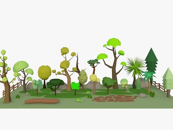 Cartoon Tree low poly Low-poly 3D model