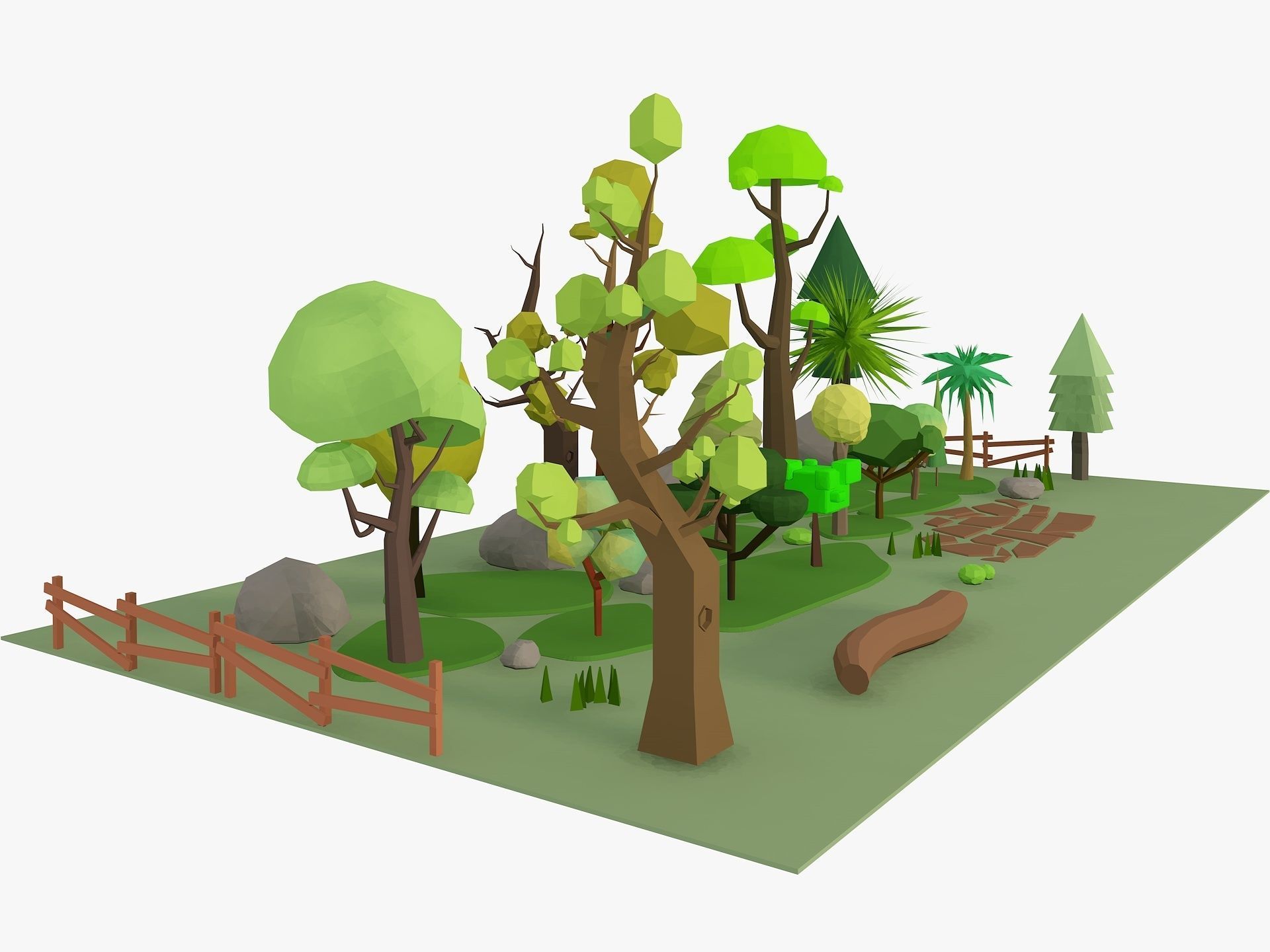 Cartoon Tree low poly Low-poly 3D model_1