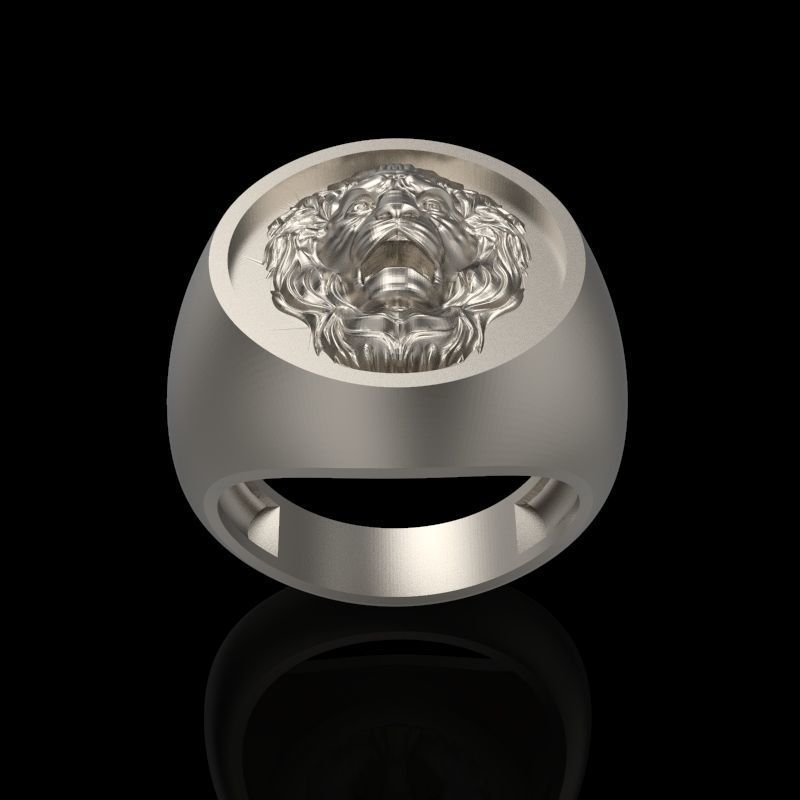 Ring design with lion 3dm stl 3D print model 3D print model_6