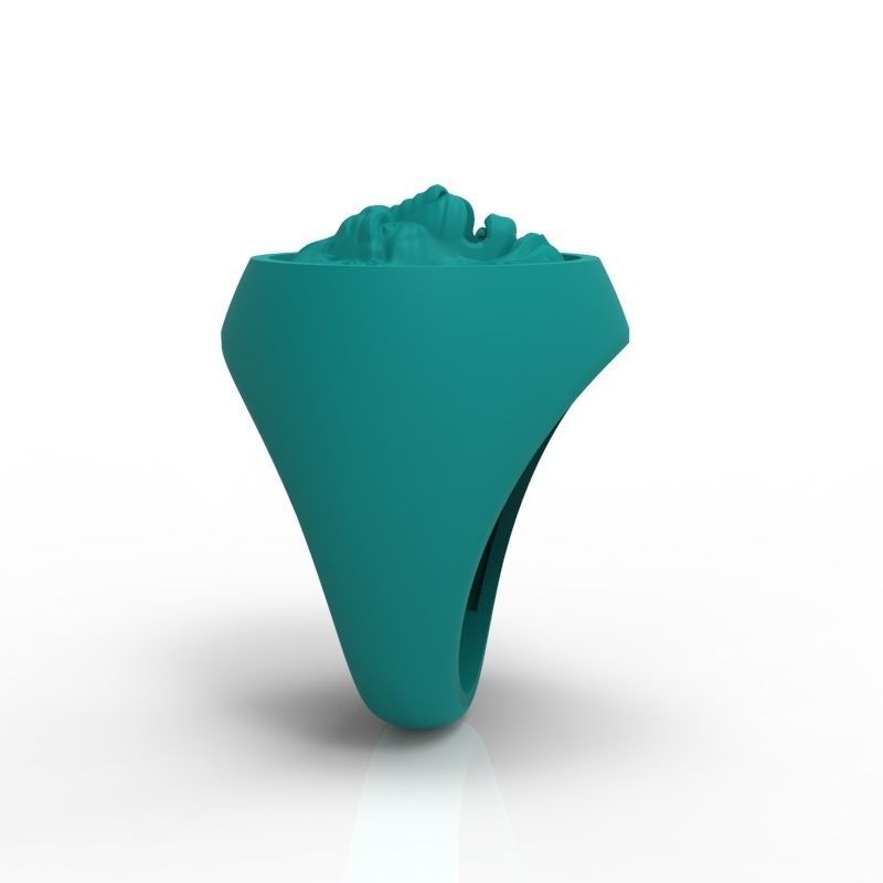 Ring design with lion 3dm stl 3D print model 3D print model_11