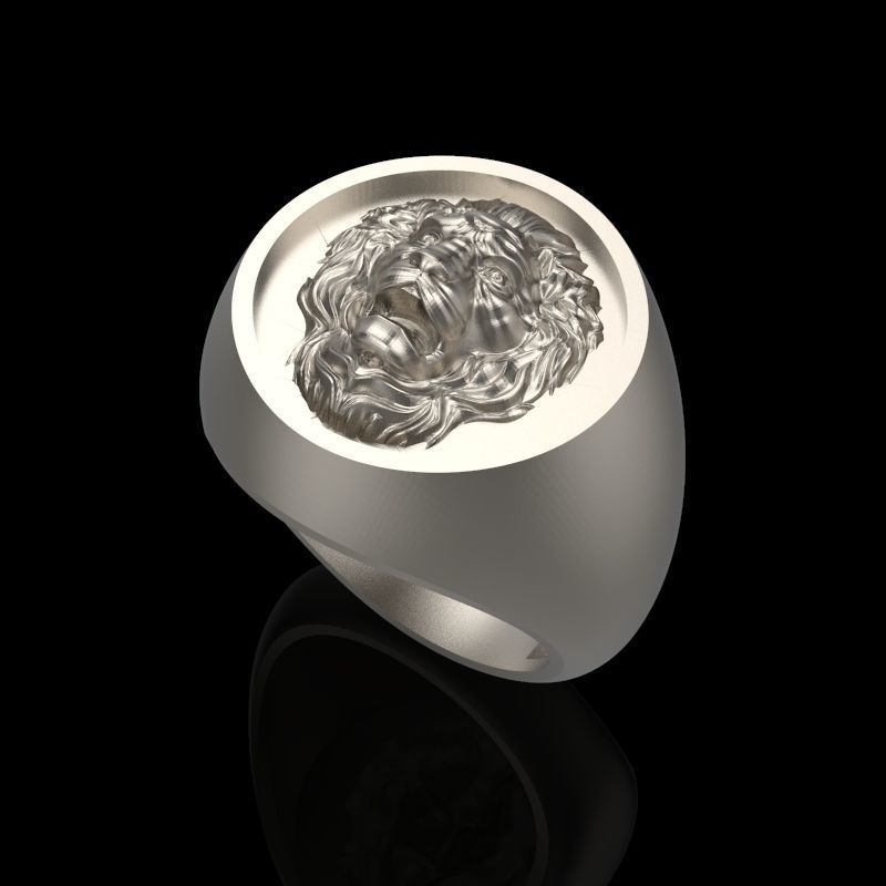 Ring design with lion 3dm stl 3D print model 3D print model_5