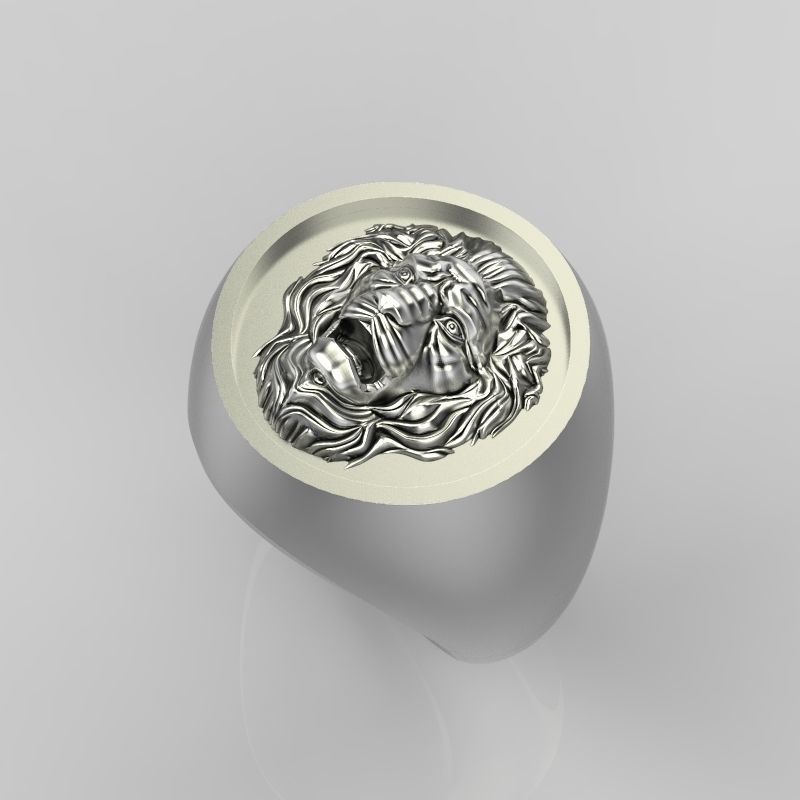 Ring design with lion 3dm stl 3D print model 3D print model_2