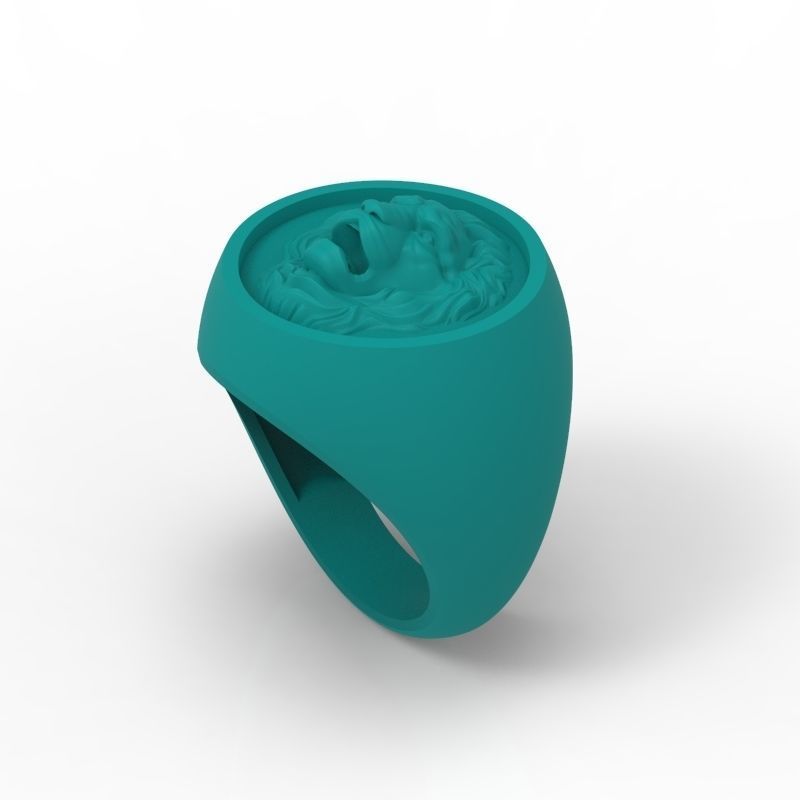 Ring design with lion 3dm stl 3D print model 3D print model_9