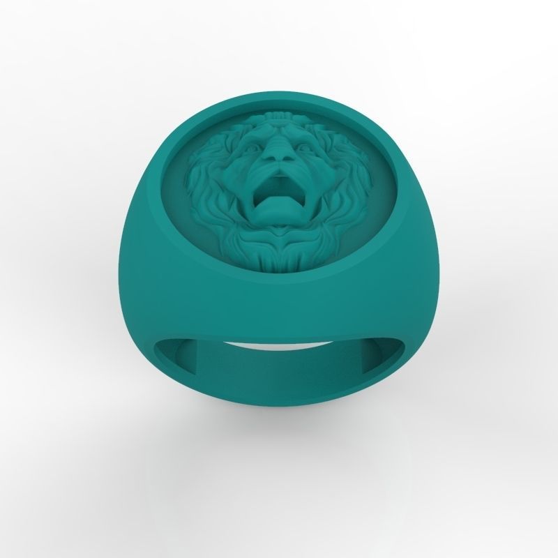 Ring design with lion 3dm stl 3D print model 3D print model_8