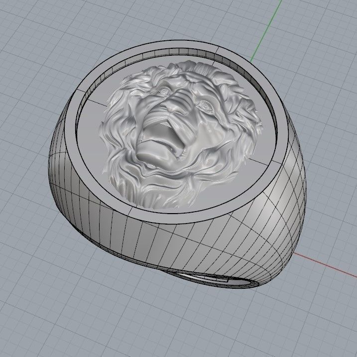 Ring design with lion 3dm stl 3D print model 3D print model_17