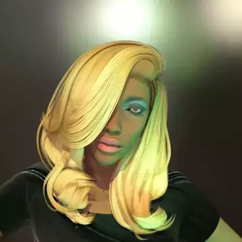 Realistic low poly woman in dress with fishnet stockings Low-poly 3D model