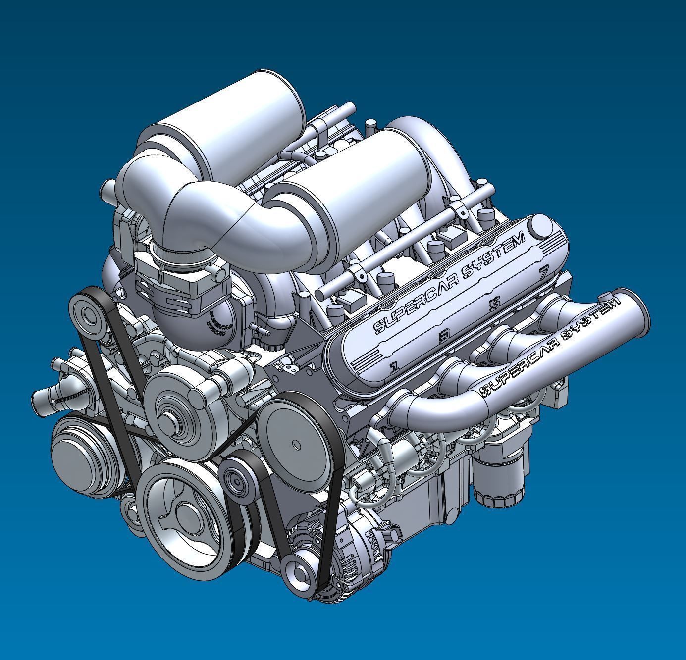 Supercar System Powertrain Assembly Stage 1 free 3D model CGTrader