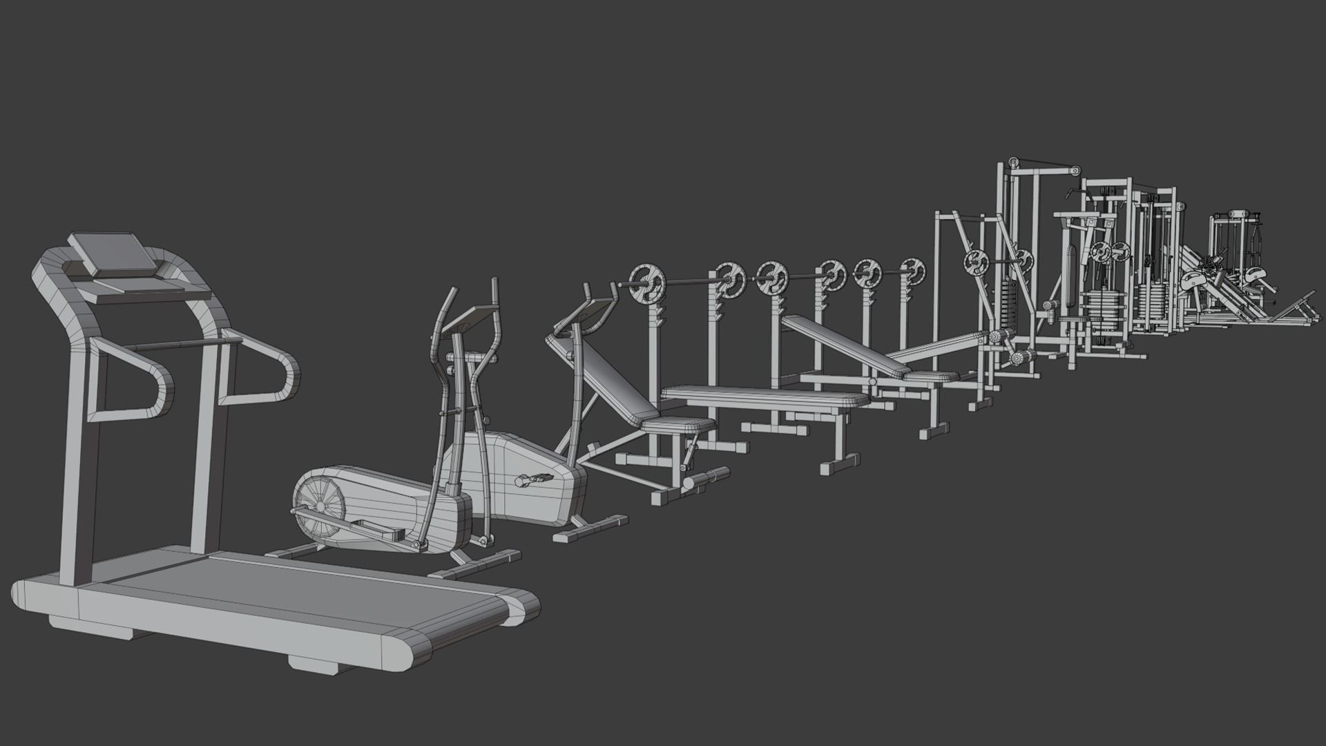 Gym Equipments Low-poly 3D model_42