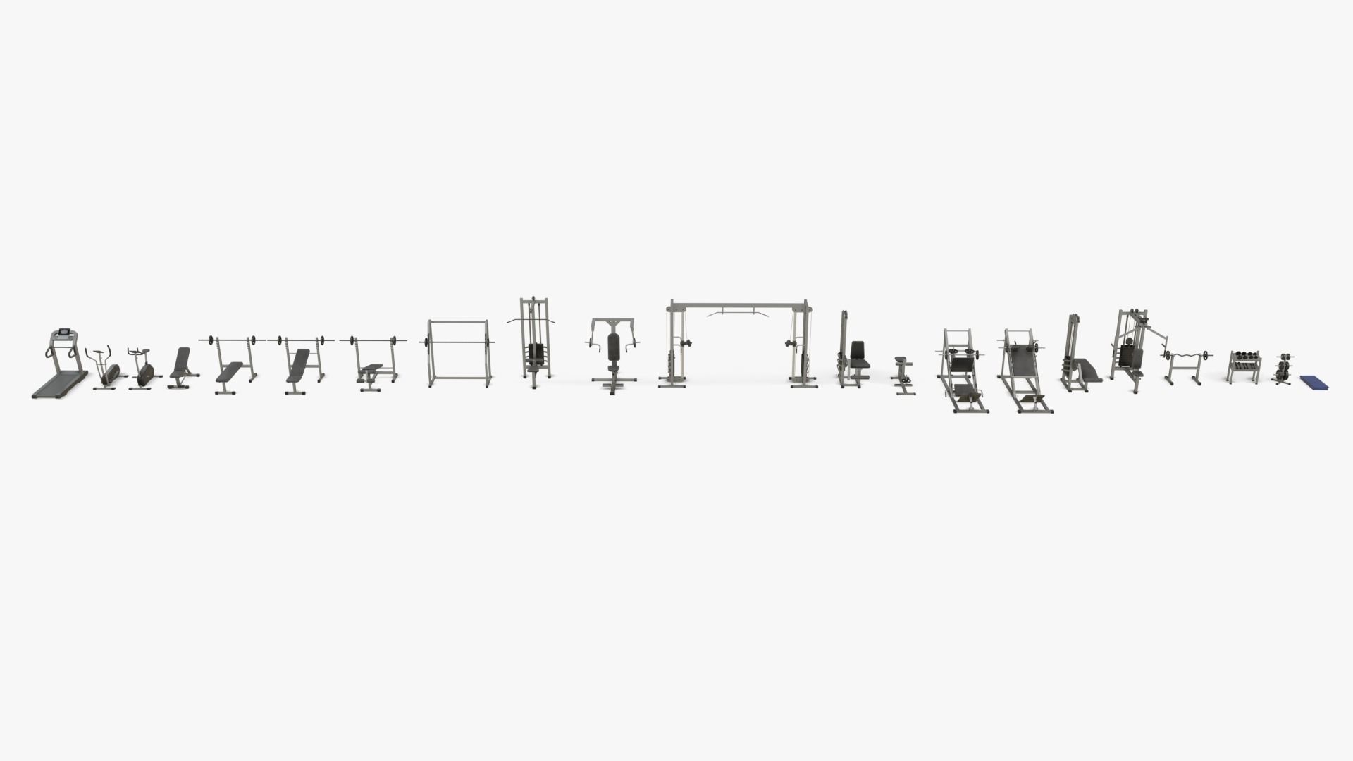 Gym Equipments Low-poly 3D model_40