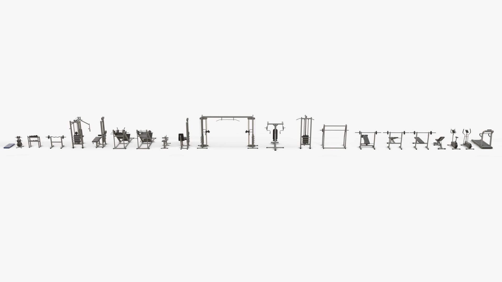 Gym Equipments Low-poly 3D model_41