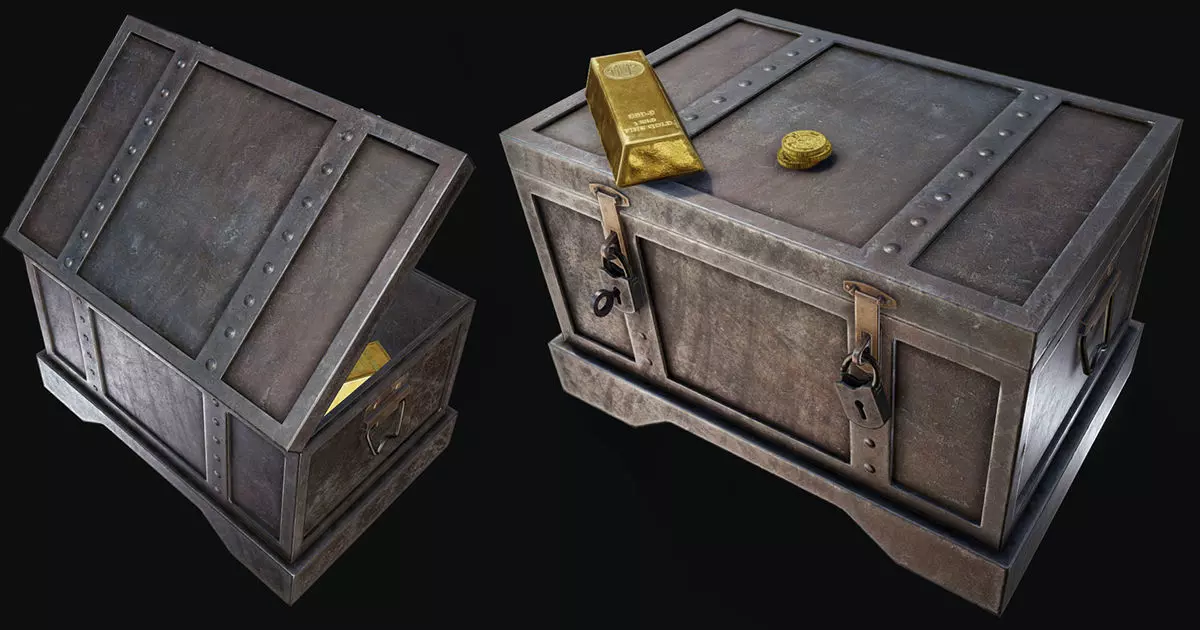 Gold Chest Low-poly 3D model