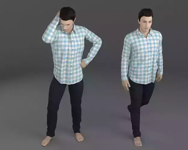 3 D Male Shirt with Buttons