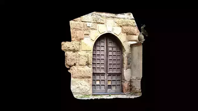 Realistic Medieval old wooden door textured and mapped