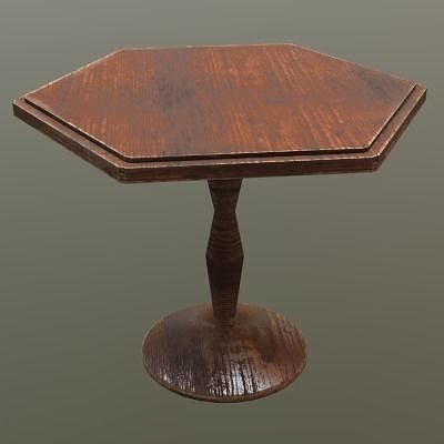 Wooden Table Hexagon PBR Low-poly 3D model