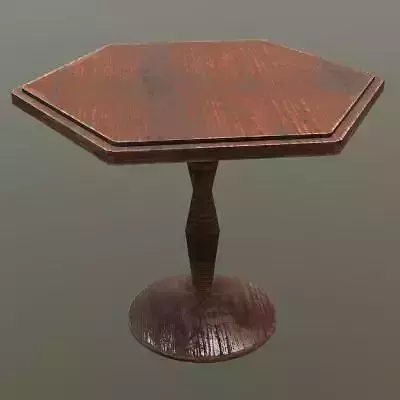 Wooden Table Hexagon PBR Low-poly 3D model