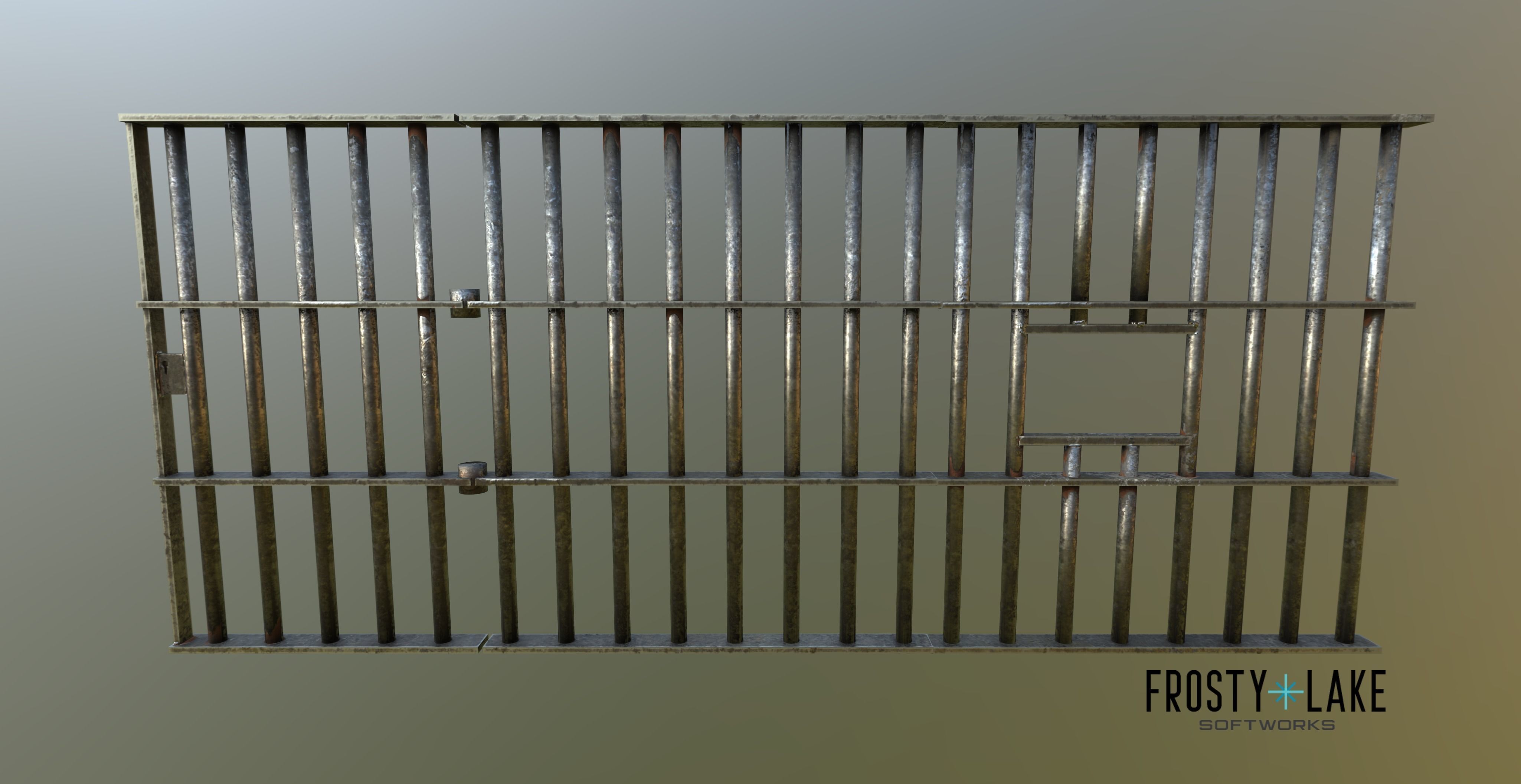 Modular Prison Bars PBR Jail Bars Low-poly 3D model_1