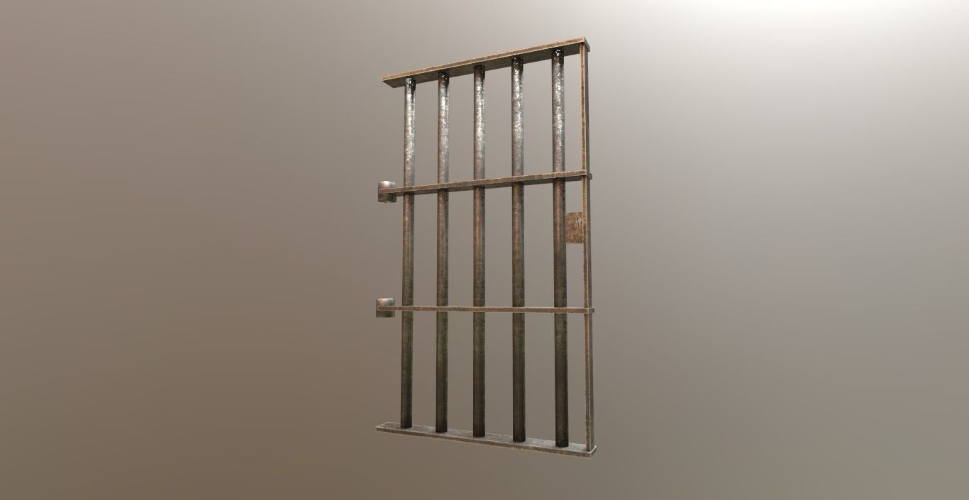 Modular Prison Bars PBR Jail Bars Low-poly 3D model_5