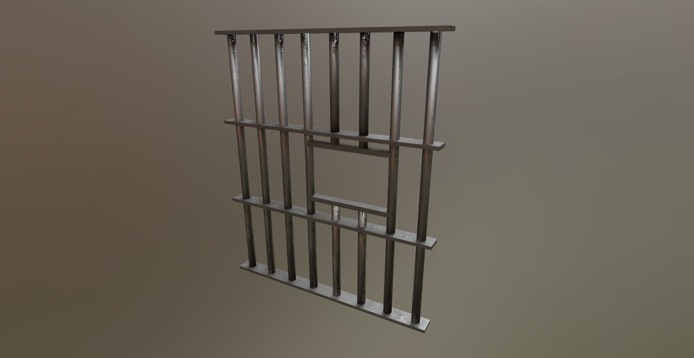 Modular Prison Bars PBR Jail Bars Low-poly 3D model_12