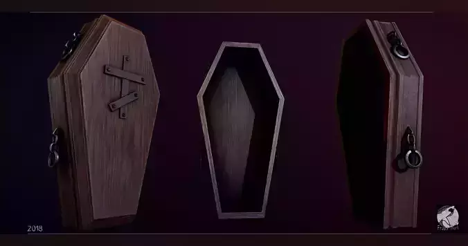 Coffin and Shovel for AAA Games Low-poly 3D model