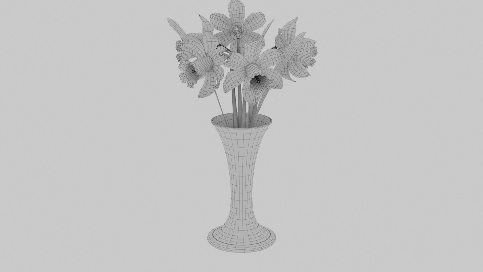 Vase and narcissus 3D model_10