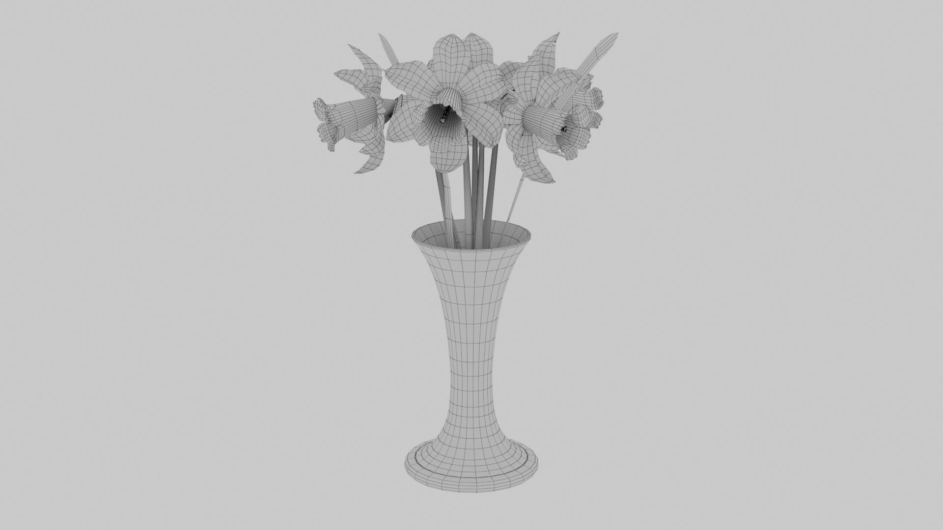 Vase and narcissus 3D model_8