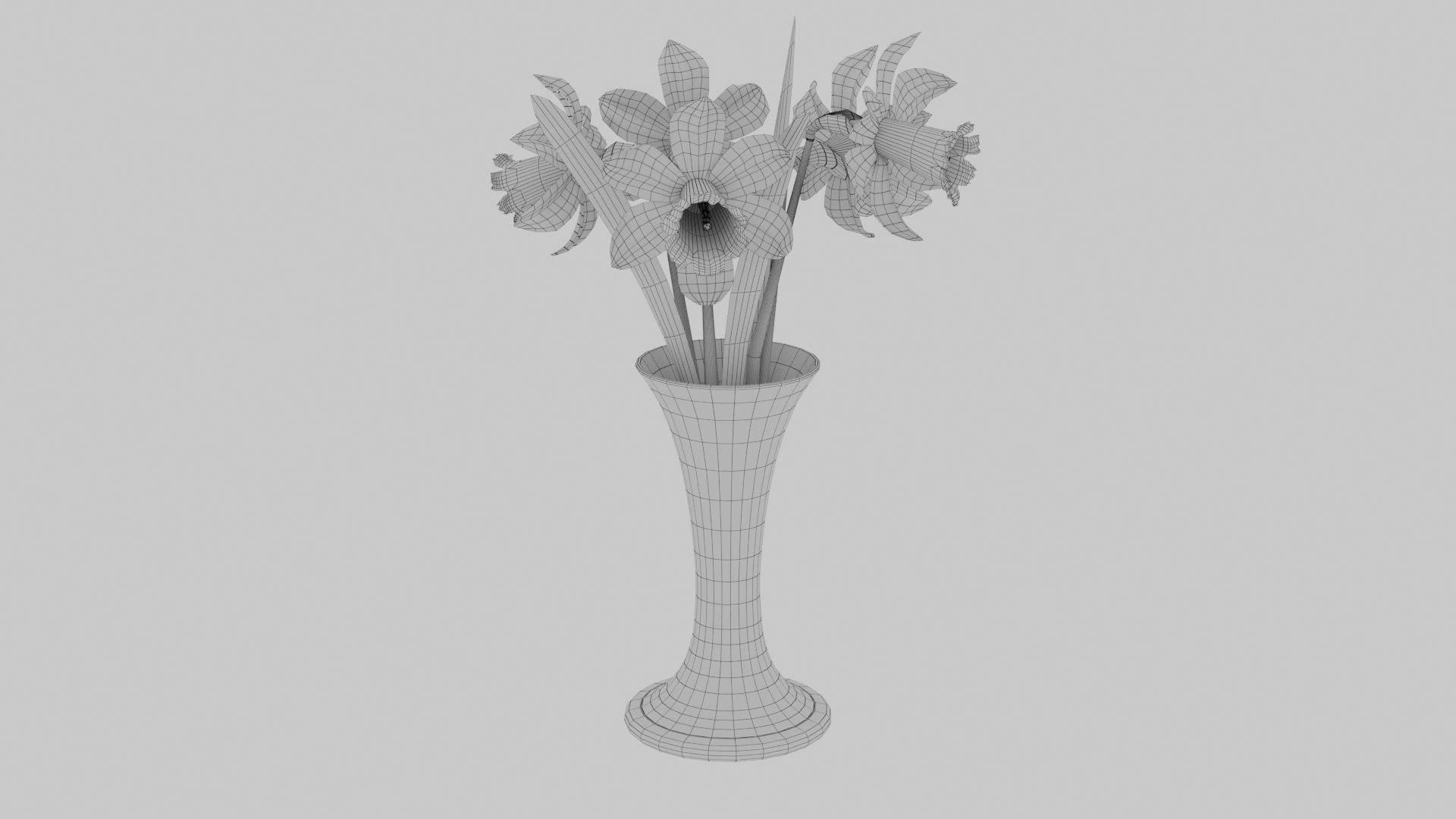 Vase and narcissus 3D model_11