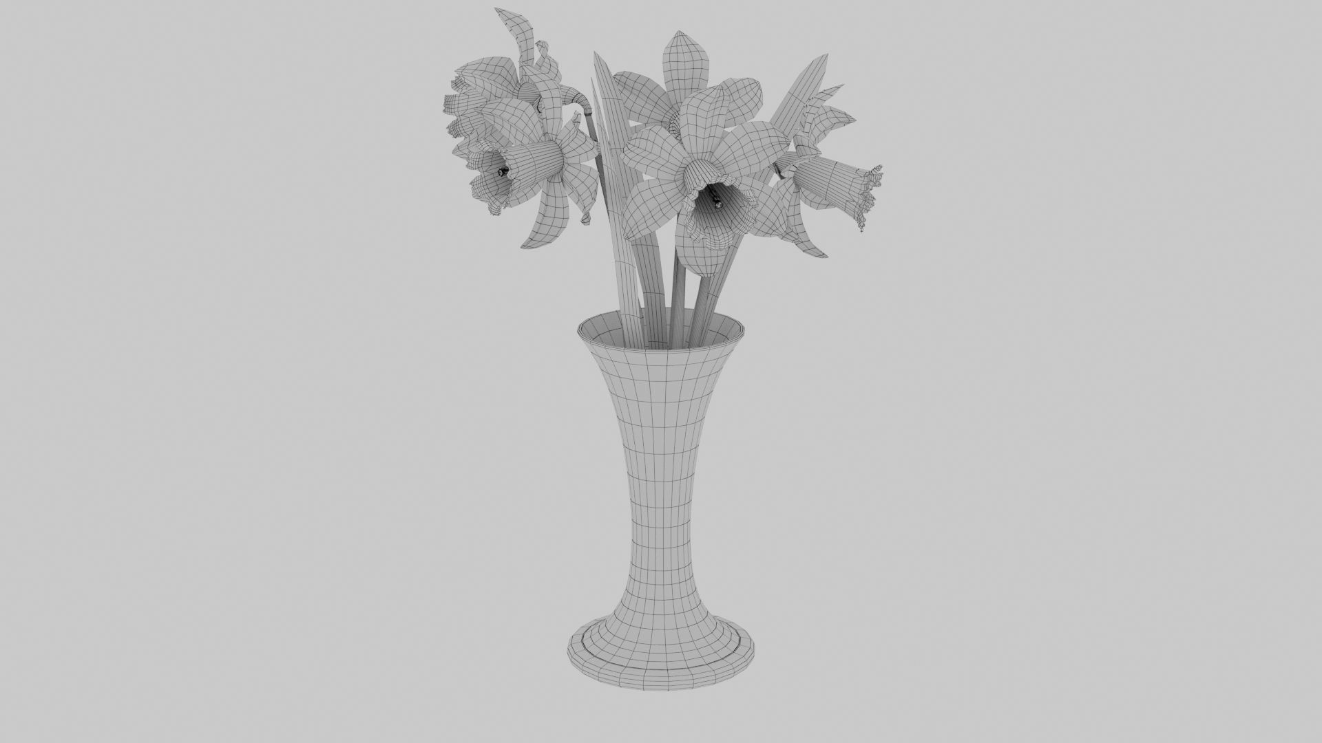 Vase and narcissus 3D model_9