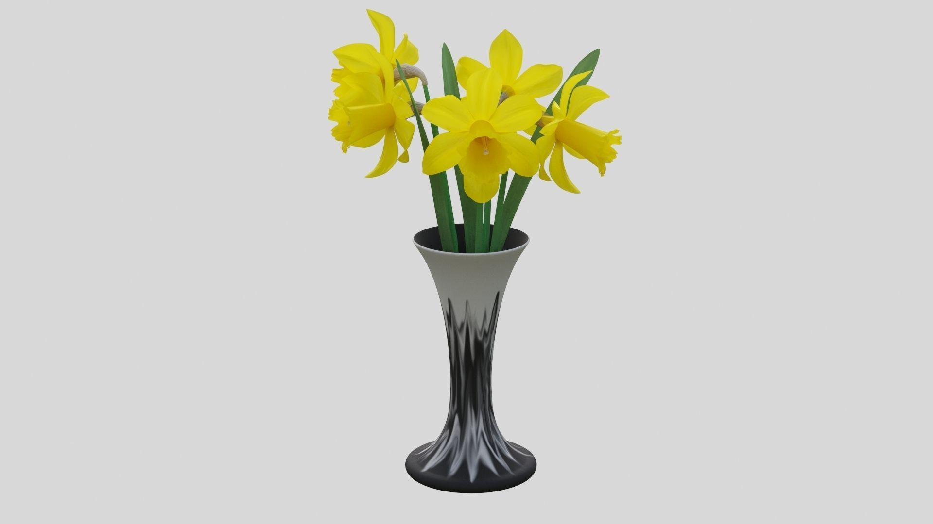 Vase and narcissus 3D model_2