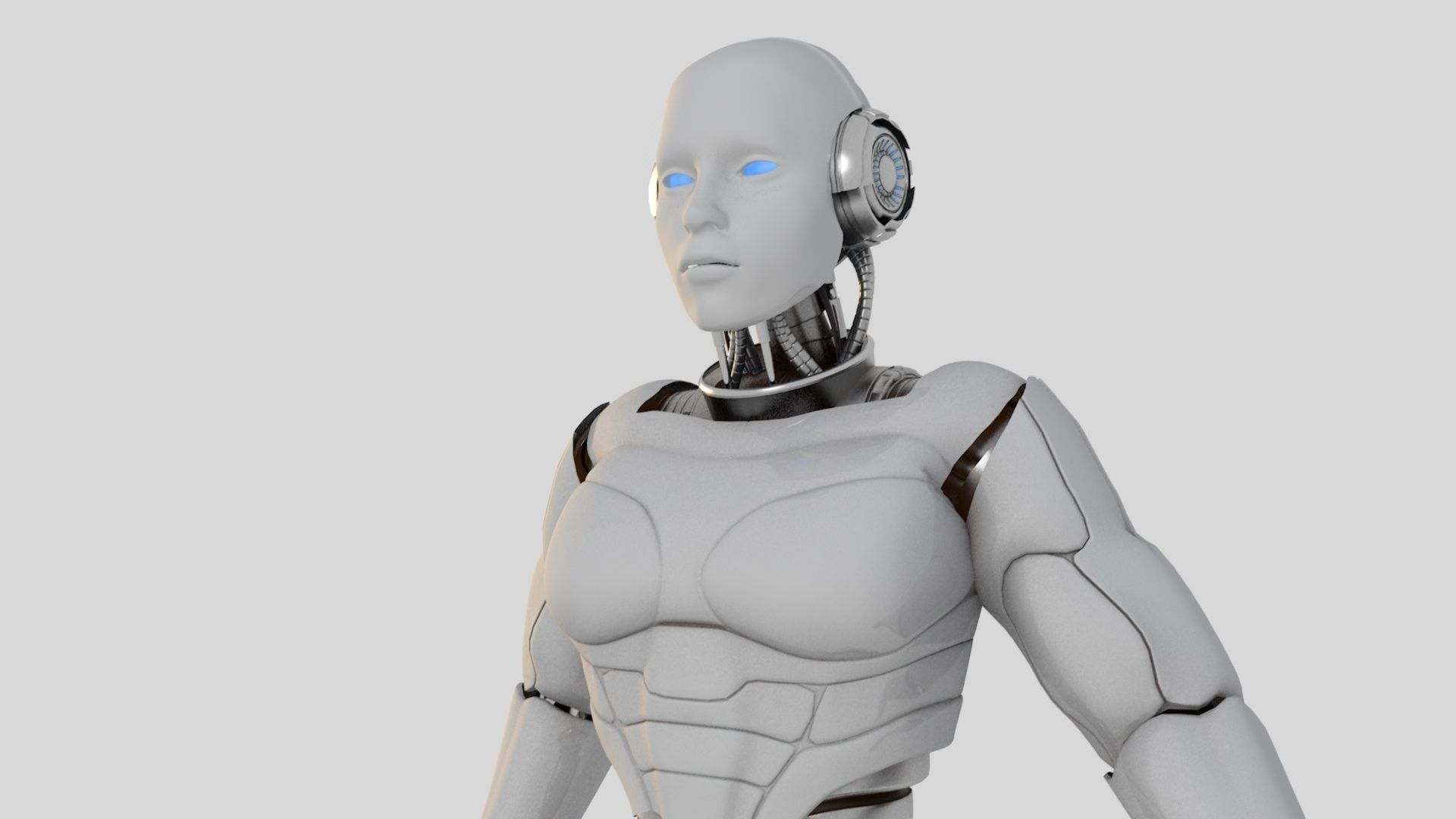 Cyborg white 3D model_4