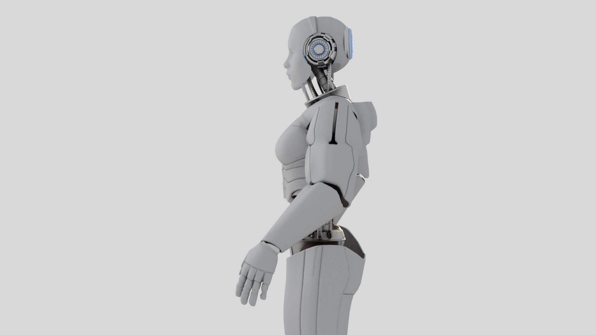 Cyborg white 3D model_2