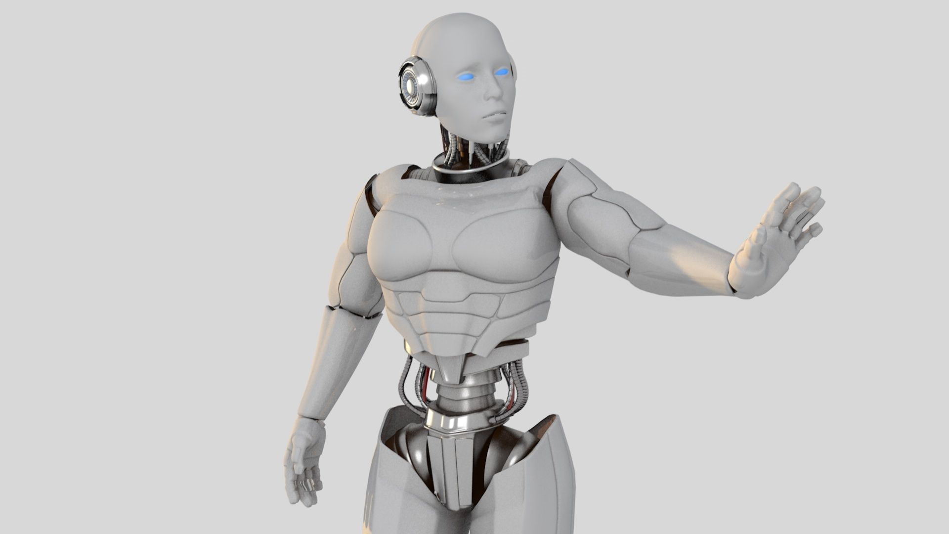 Cyborg white 3D model_6